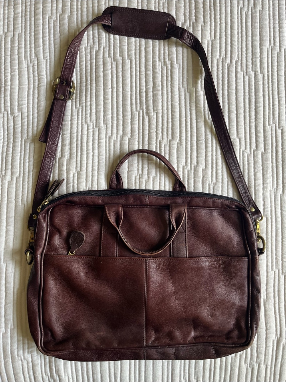 Frye Leather Briefcase Computer Shoulder Bag - Dark Brown
